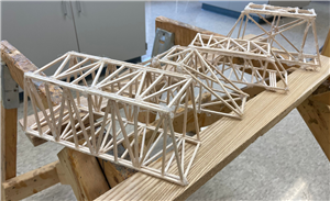 Balsa wood bridges built by students