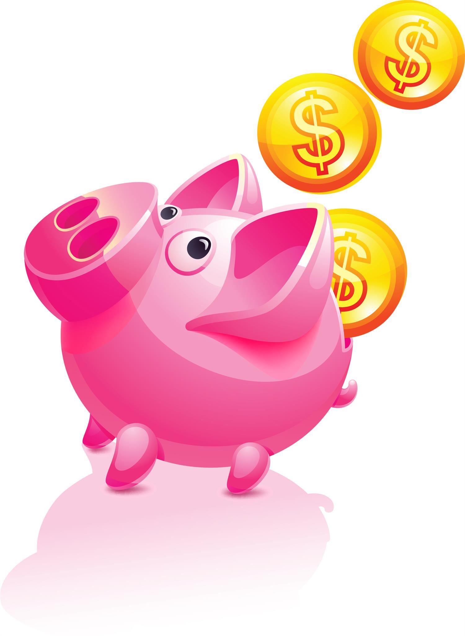  Piggy bank with coins