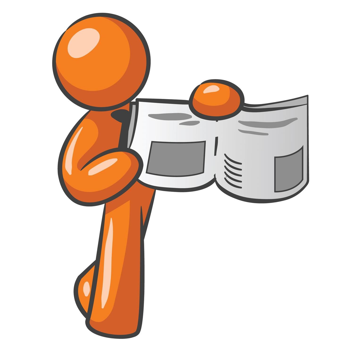  Orange man holding a newspaper